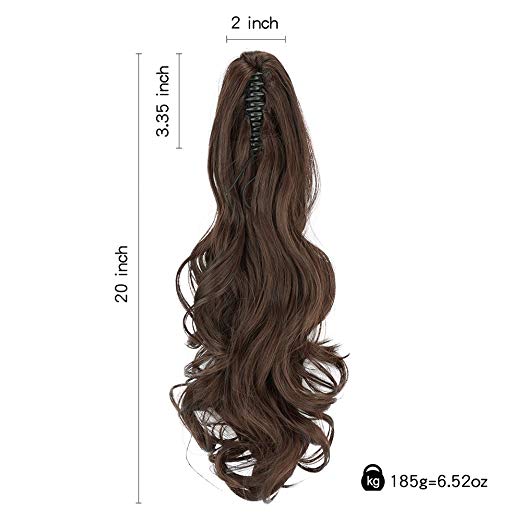 20〞Claw Ponytail Clip in Hair Extensions Hairpiece Synthetic Light Curly Soft Silky Nature Looking Heat-Resisting Different Colors for Women Fashion and Beauty-2/33#